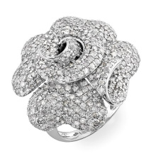 Big Flower CZ Diamond 925 Sterling Silver Ring Jewelry